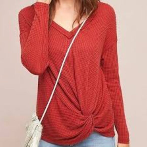 Anthropologie Akemi & Kin Waffle Knit Thermal Long Sleeve Top Size M - Picture 1 of 7